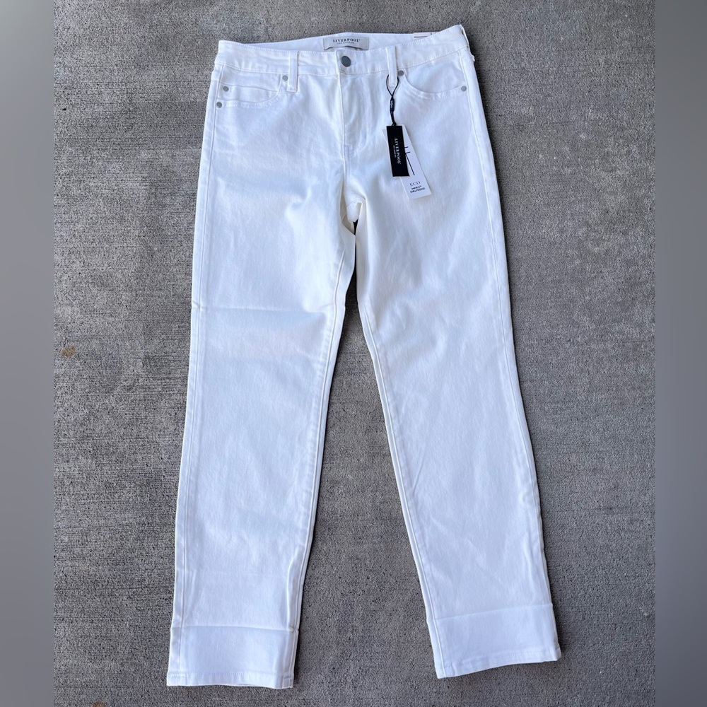 Liverpool bone white eco stretchy denim jeans NWT straight leg pants boutique